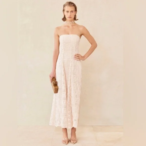 cult gaia | Dresses | Cult Gaia Solia Guipure Lace Strapless Maxi Dress Us  | Poshmark